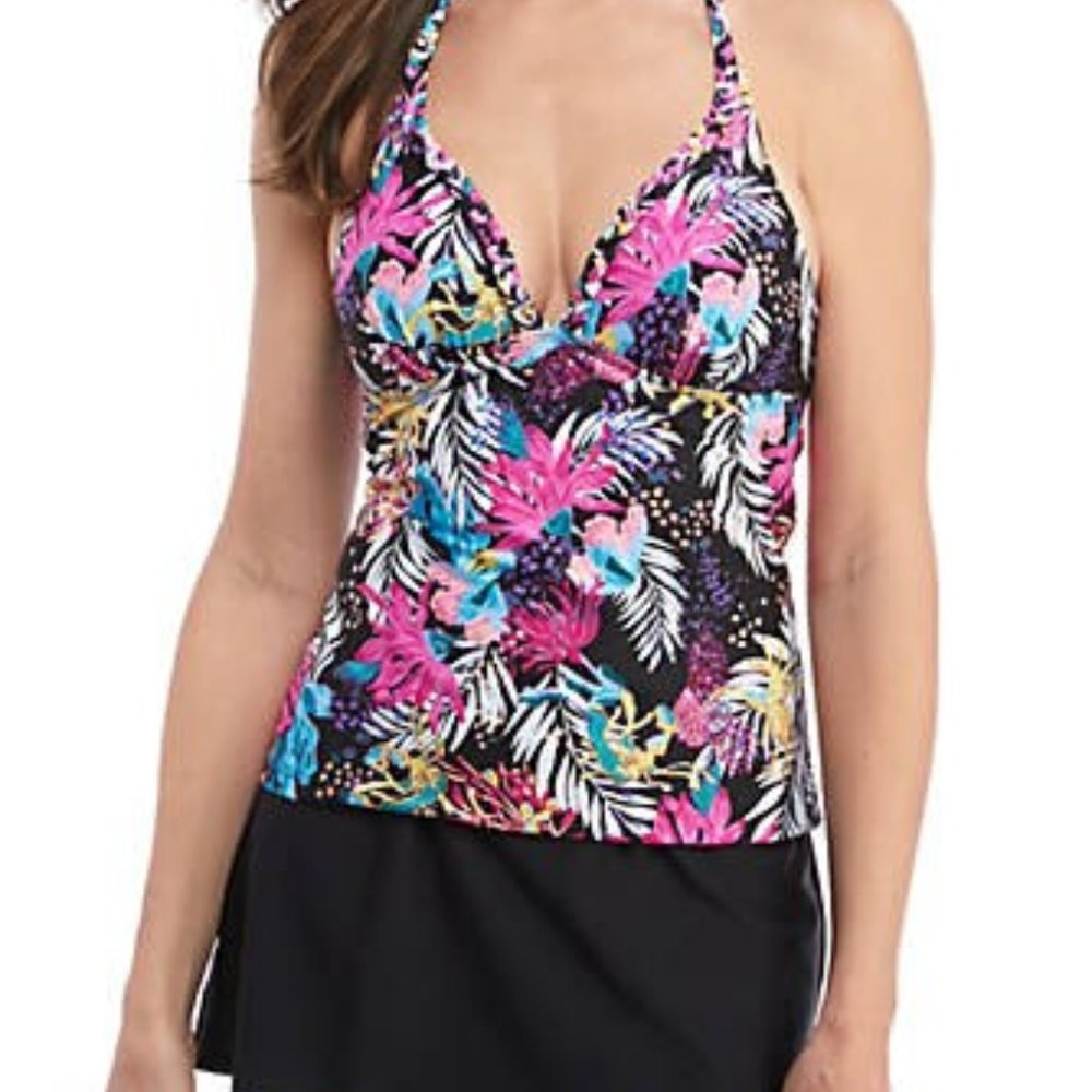 Malibu‎ Dream Girl Floral Molded Halter Tankini